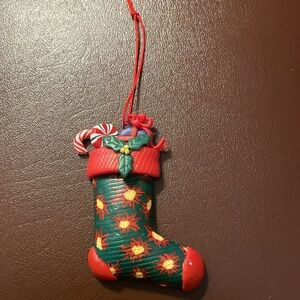VTG Clay stocking ornament